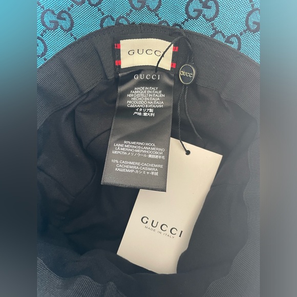 Gucci HAT BUCKET STYLE GG LOGO ALLOVER BLUE MONOGRAM CANVAS SMALL - Picture 2 of 6